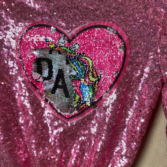 Unbranded Sequin Bomber Jacket Unicorn Rainbow Size 8? - Picture 4 of 11